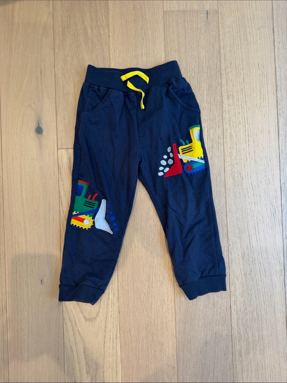 Unbranded Kids Navy Construction Jogger Pants with Yellow Drawstring